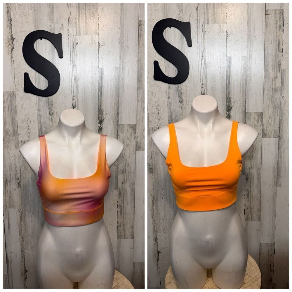 Fabletics Reversible Sports Bra Womens Size Small S Orange Purple Ombre Crop Top
